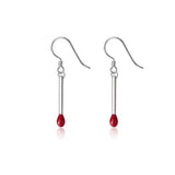 S925 Sterling Silver Red Matches Shape Drop Earrings Girl Family Jewelry Gift