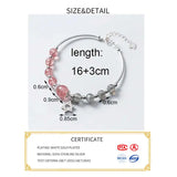 S925 Strawberry Quartz Beads Bracelet for Women
