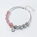 S925 Strawberry Quartz Beads Bracelet for Women