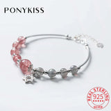 S925 Strawberry Quartz Beads Bracelet for Women