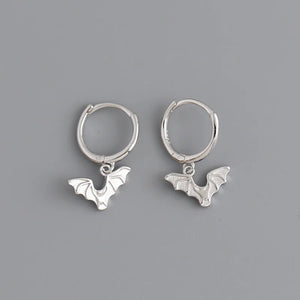 S925 Sterling Silver Bat Animals Huggie Hoop Earrings for Women