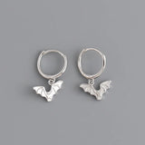 S925 Sterling Silver Bat Animals Huggie Hoop Earrings for Women