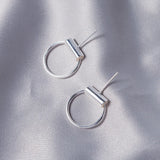 S925 Sterling Silver Round Stud Earrings Geometric Design
