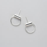 S925 Sterling Silver Round Stud Earrings Geometric Design