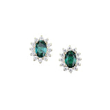 925 Silver Emerald Zircon Stud Earring 14K