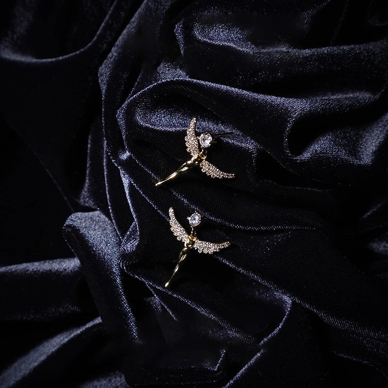 925 Silver Guardian Angel Wings Zircon Earrings