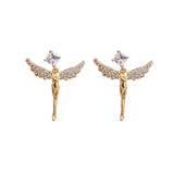 925 Silver Guardian Angel Wings Zircon Earrings