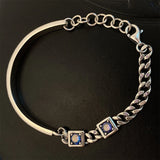 925 Silver Retro Graffiti Zircon Bracelet Women HipHop Jewelry