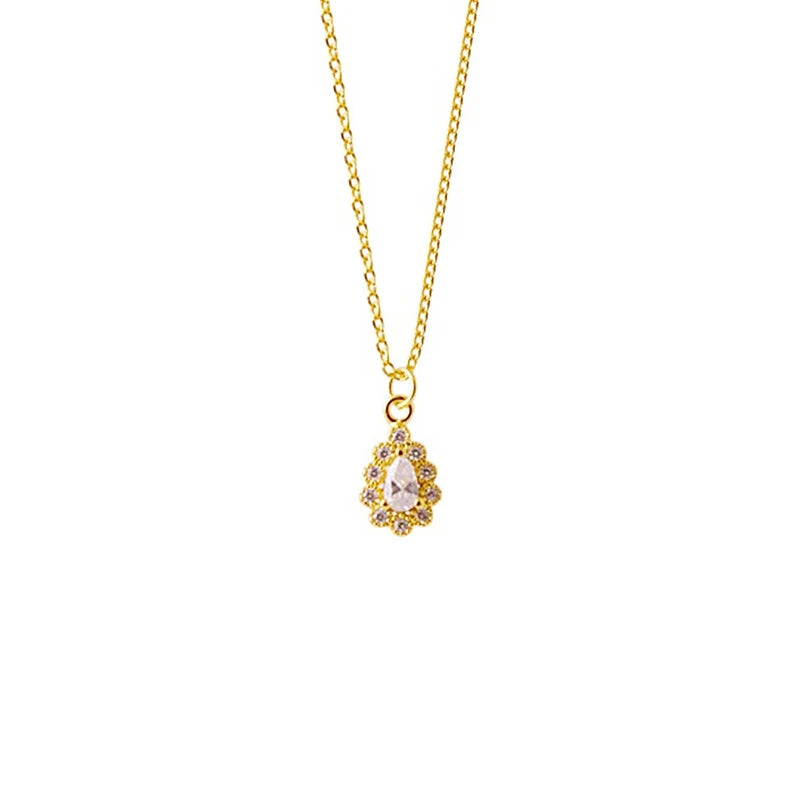 925 Silver Zircon Pendant Necklace 14K