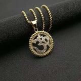 Hip Hop Ice Out Yoga Pendant Stainless Steel Om Buddhist Necklace