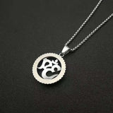 Hip Hop Ice Out Yoga Pendant Stainless Steel Om Buddhist Necklace