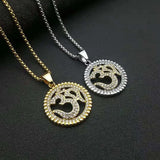 Hip Hop Ice Out Yoga Pendant Stainless Steel Om Buddhist Necklace