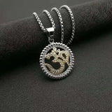 Hip Hop Ice Out Yoga Pendant Stainless Steel Om Buddhist Necklace