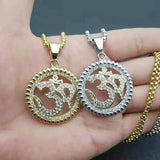 Hip Hop Ice Out Yoga Pendant Stainless Steel Om Buddhist Necklace