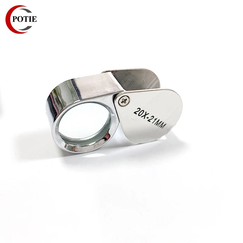 POTIE Mini Metal Magnifying Glass 10X 20X 30X Loupe Lens Triplet Jewelry Diamond