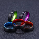 POYA 8mm Tungsten Carbide Ring Mens Beveled Edges Wedding Band