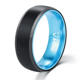 POYA 8mm Tungsten Carbide Ring Mens Beveled Edges Wedding Band