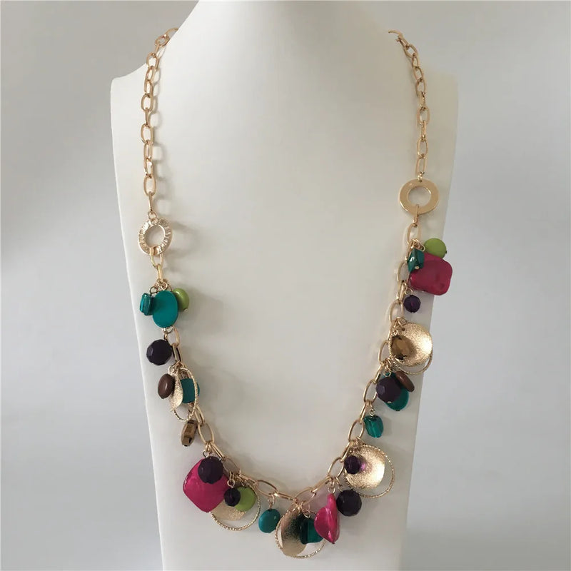 Colorful Bead Charm Necklace for Women