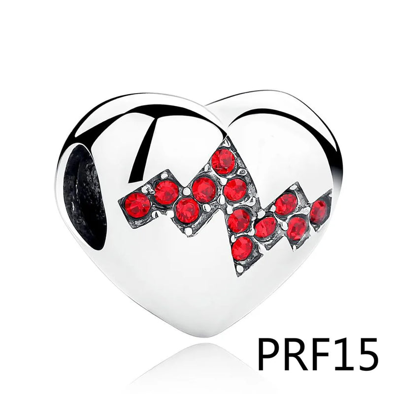 Red Grapefruit Round Beads 925 Silver Charm for Bracelet MZ6666