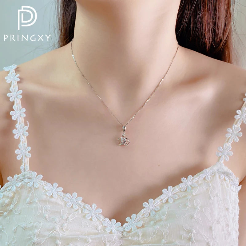 Zircon Crown Diamond Necklace 1ct S925 Sterling Silver Chain