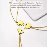 3Pcs 18K Plated Name Heart Pendant Necklaces for Family BFF Gift