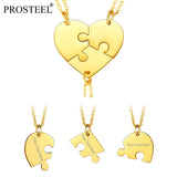 3Pcs 18K Plated Name Heart Pendant Necklaces for Family BFF Gift