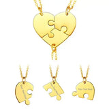 3Pcs 18K Plated Name Heart Pendant Necklaces for Family BFF Gift