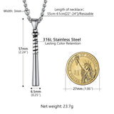 Baseball Bat Necklace Mens Boys Pendants 18K Gold/Black/Stainless Steel