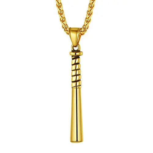 Baseball Bat Necklace Mens Boys Pendants 18K Gold/Black/Stainless Steel