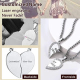 Personalized Heart Pendant Necklaces for 2 Friends, Engraved Names, Gold/Silver