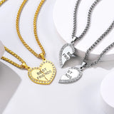 Personalized Heart Pendant Necklaces for 2 Friends, Engraved Names, Gold/Silver
