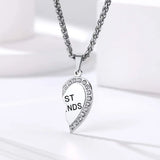 Personalized Heart Pendant Necklaces for 2 Friends, Engraved Names, Gold/Silver