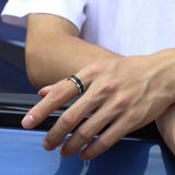 Carbon Fiber Wedding Engagement Men Band Ring Stainless Steel Jewelry