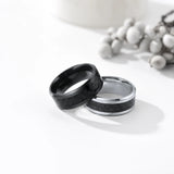 Carbon Fiber Wedding Engagement Men Band Ring Stainless Steel Jewelry