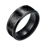 Carbon Fiber Wedding Engagement Men Band Ring Stainless Steel Jewelry