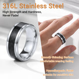 Carbon Fiber Wedding Engagement Men Band Ring Stainless Steel Jewelry