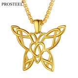 Celtic Knot Butterfly Necklace Chain Stainless Steel Jewelry Gold/Black/Silver