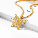 Celtic Knot Butterfly Necklace Chain Stainless Steel Jewelry Gold/Black/Silver