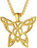 Celtic Knot Butterfly Necklace Chain Stainless Steel Jewelry Gold/Black/Silver