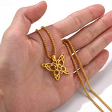 Celtic Knot Butterfly Necklace Chain Stainless Steel Jewelry Gold/Black/Silver