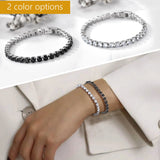 Classic Tennis 5mm Bracelet Clear/Black Cubic Zirconia Steel 6.5/7.5 Inch
