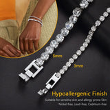 Classic Tennis 5mm Bracelet Clear/Black Cubic Zirconia Steel 6.5/7.5 Inch