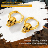 Gothic Skull Hoop Earrings Black/Gold Stainless Steel Halloween