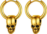 Gothic Skull Hoop Earrings Black/Gold Stainless Steel Halloween