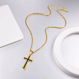 Christian Cross Pendant Necklace Two-Tone Stainless Steel