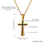 Christian Cross Pendant Necklace Two-Tone Stainless Steel