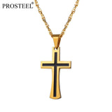 Christian Cross Pendant Necklace Two-Tone Stainless Steel