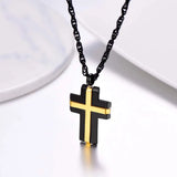 Two-Tone Stainless Steel Cross Pendant Necklace