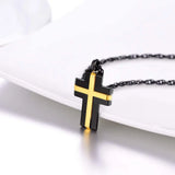 Two-Tone Stainless Steel Cross Pendant Necklace