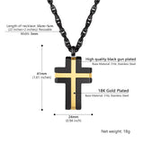 Two-Tone Stainless Steel Cross Pendant Necklace